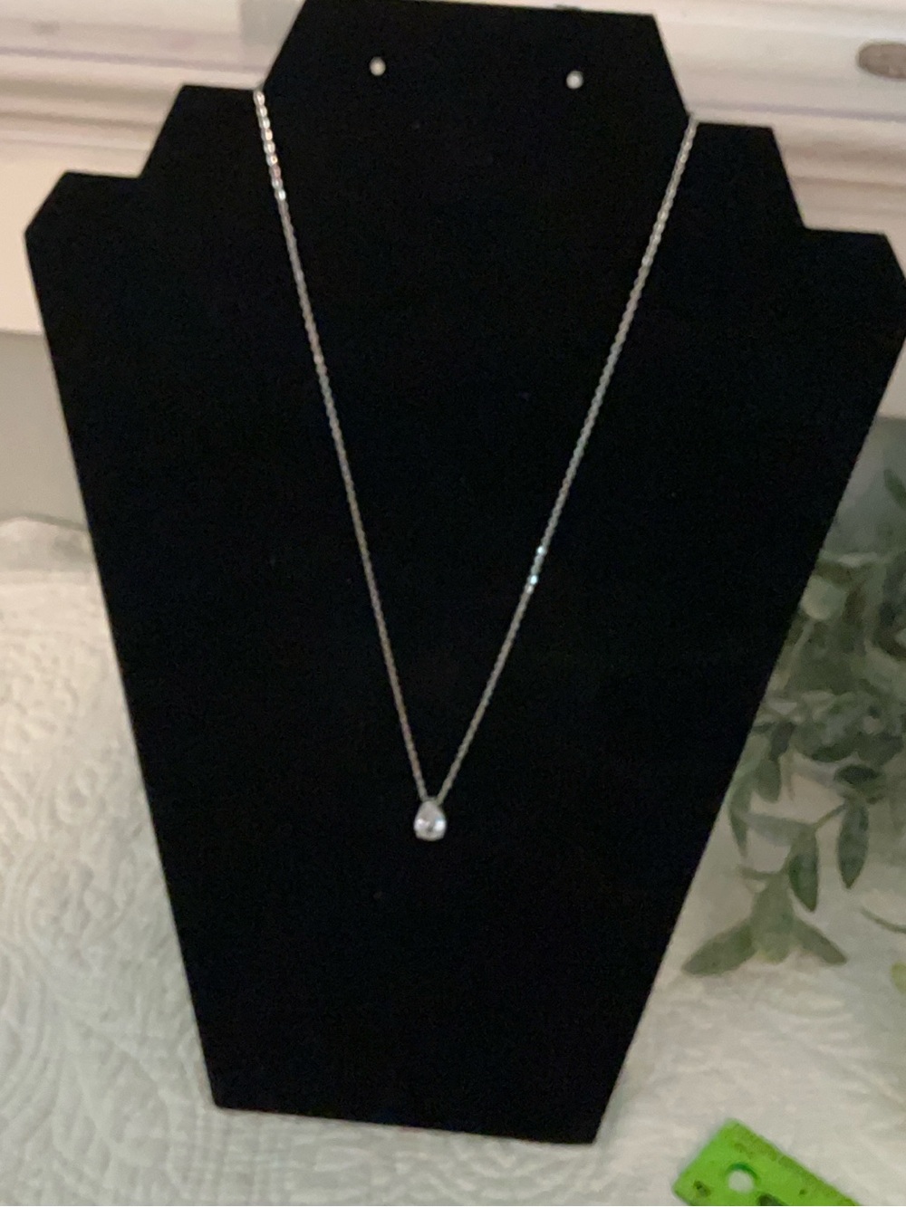 LOFT Silver-Tone Pendant Necklace with Clear Stone